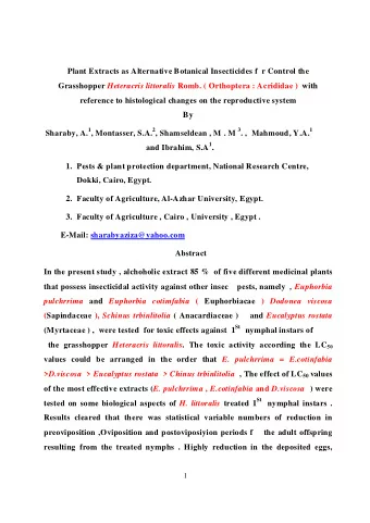By Sharaby, A. 1 , Montasser, S.A. 2 , Shamseldean , M . M 3 . ,  Mahmoud, Y.A. 1 and Ibrahim, S.A