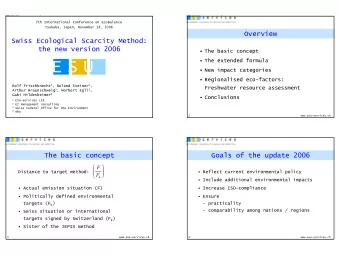 E  E  U  U  S  S   New impact categories   Regionalised eco-factors: Rolf Frischknecht 1 ,