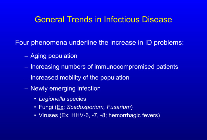 general trends in infectious disease