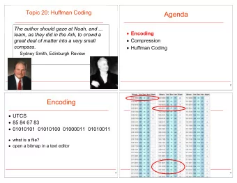 Agenda  The author should gaze at Noah, and ...  Encoding  learn, as they did in the Ark, to crowd