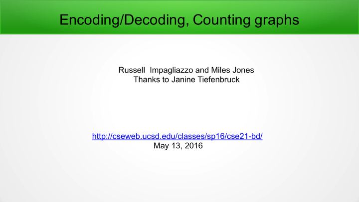 encoding decoding counting graphs