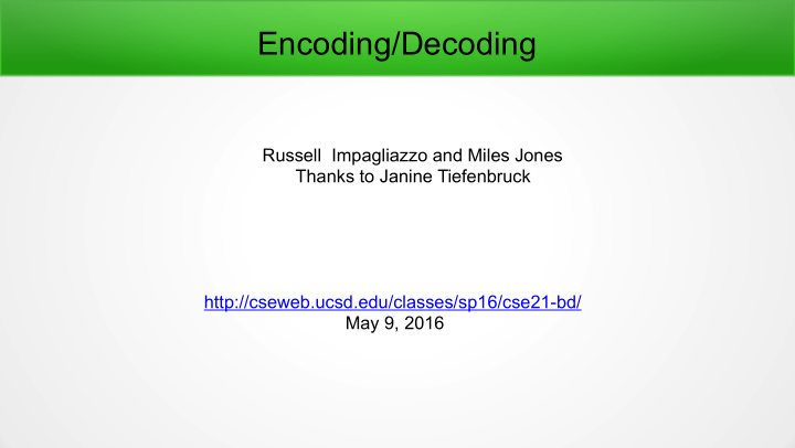 encoding decoding