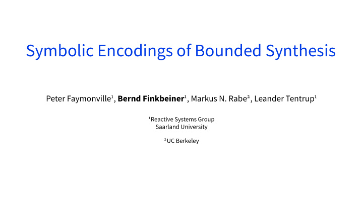 symbolic encodings of bounded synthesis