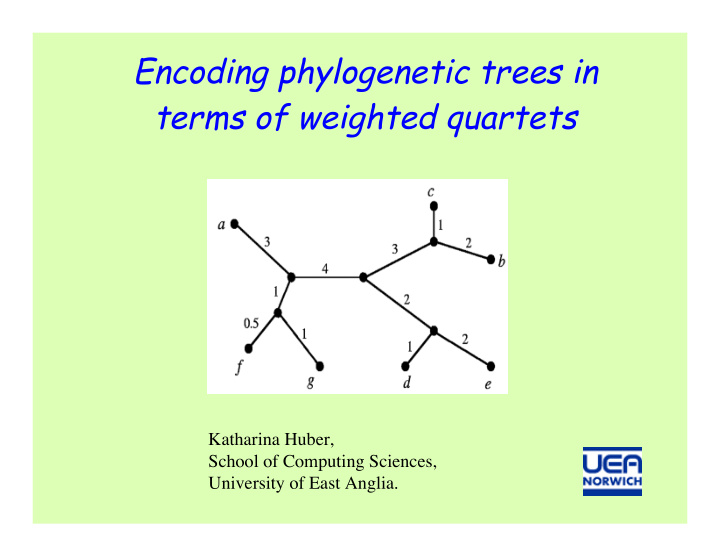 encoding phylogenetic trees in terms of weighted quartets