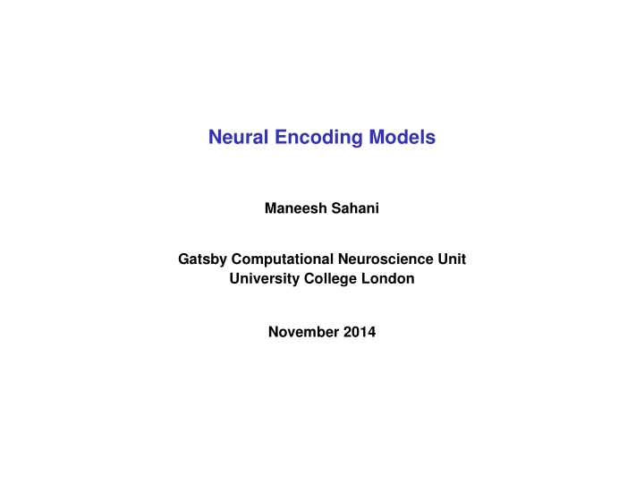 neural encoding models