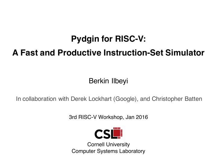 pydgin for risc v a fast and productive instruction set