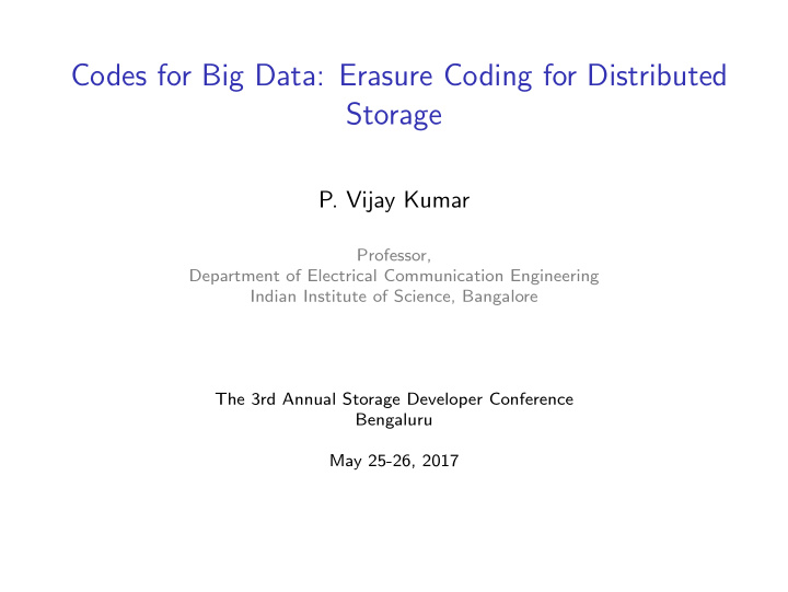 codes for big data erasure coding for distributed storage