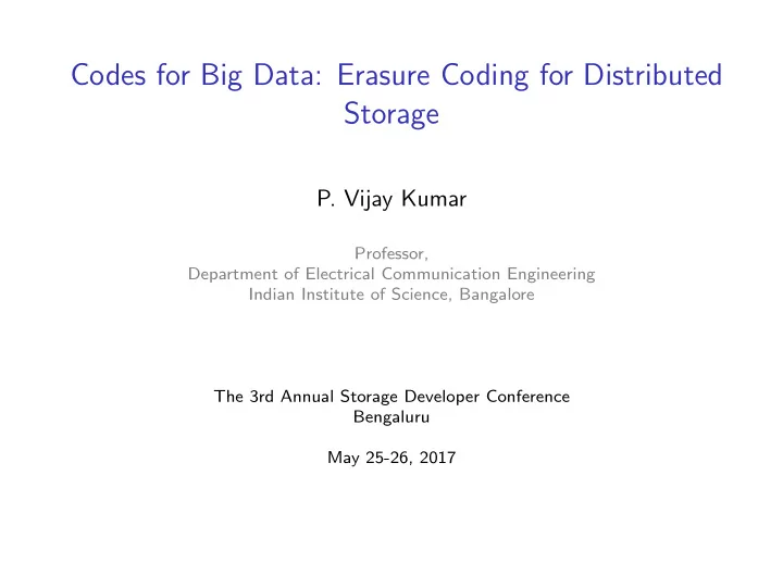 codes for big data erasure coding for distributed storage