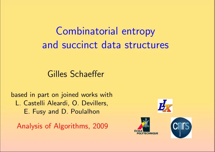 combinatorial entropy and succinct data structures