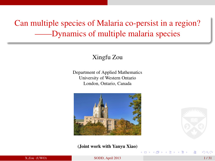 can multiple species of malaria co persist in a region