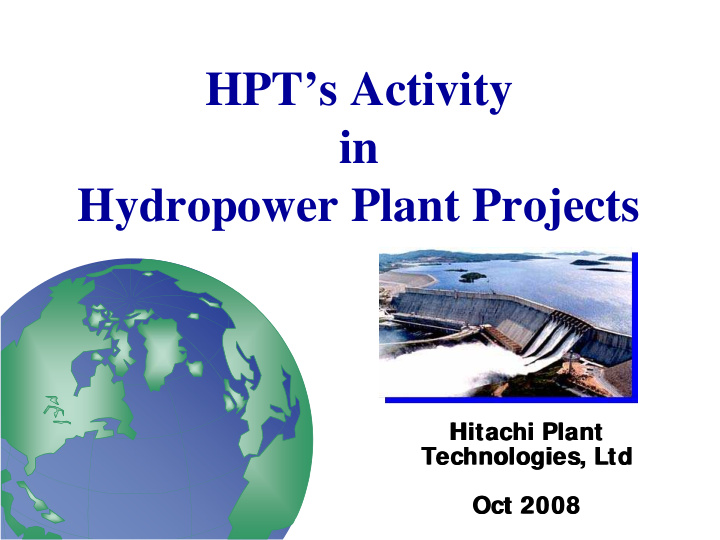 hpt s activity hpt s activity in in hydropower plant