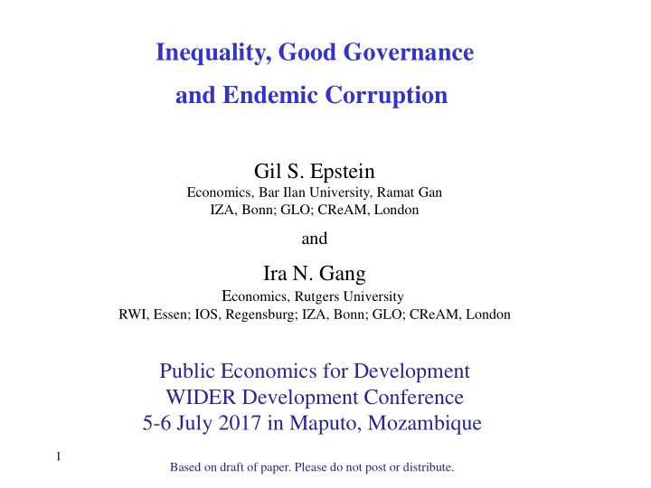 inequality good governance