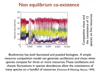 Non equilibrium co-existence  a  60  species on five resources  Competitive chaos and  the
