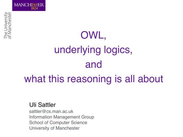 owl underlying logics and what this reasoning is all about