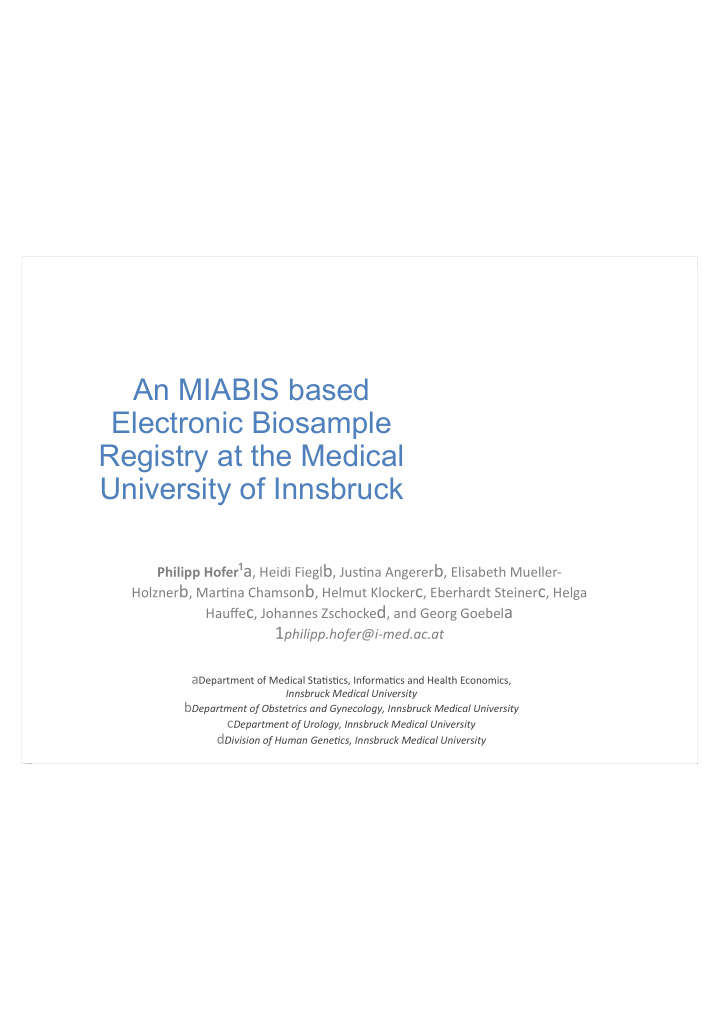 an miabis based electronic biosample registry at the
