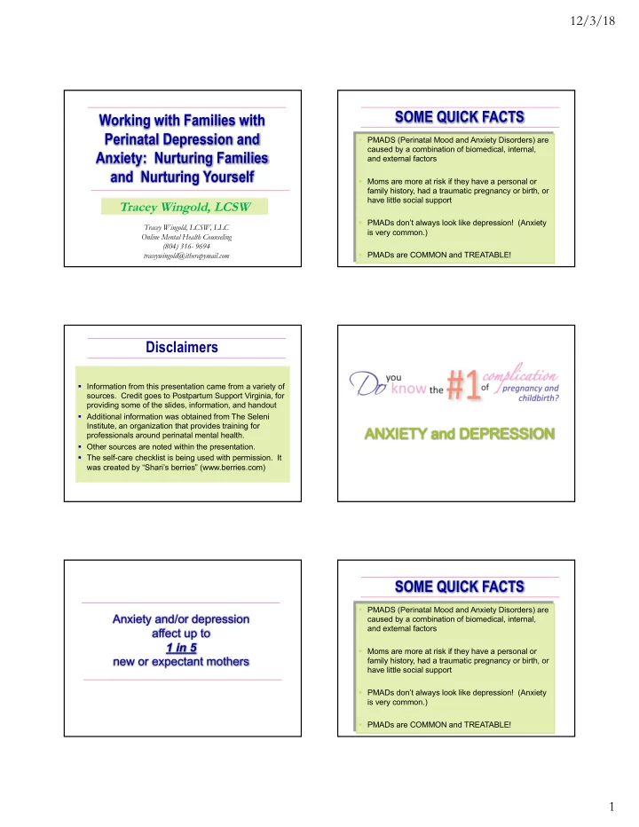 some quick facts working with families with perinatal