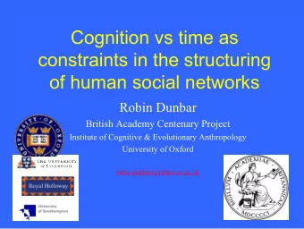 Cognition vs time as  constraints in the structuring  of human social networks  Robin Dunbar
