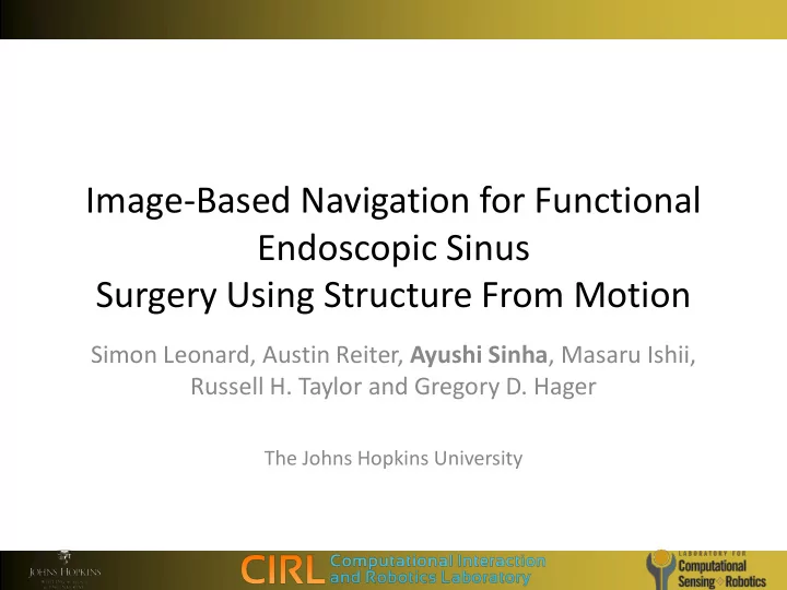 surgery using structure from motion