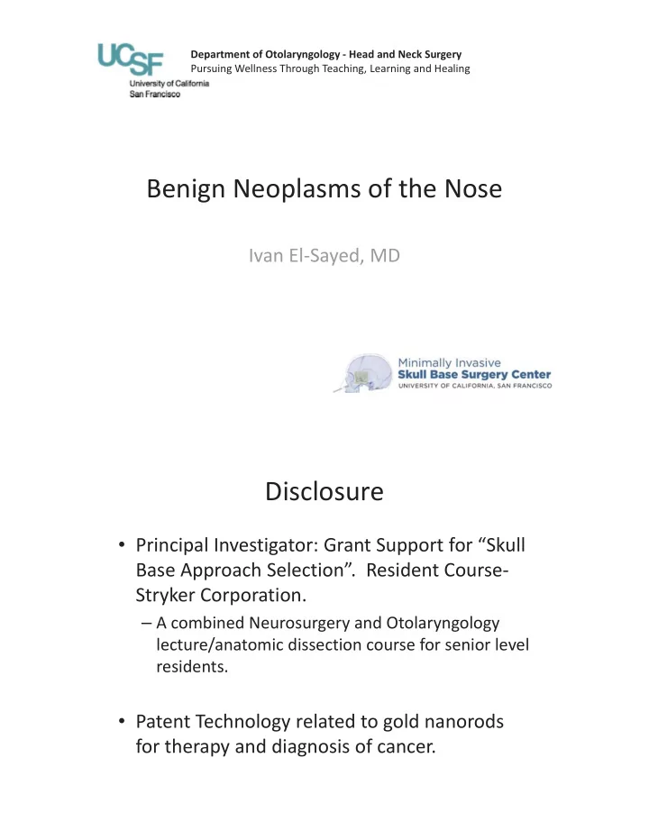 benign neoplasms of the nose
