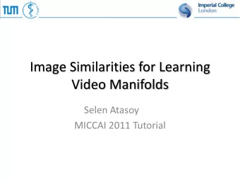 Video Manifolds  Selen Atasoy  MICCAI 2011 Tutorial  Image Spaces  Image Manifolds Tenenbaum2000