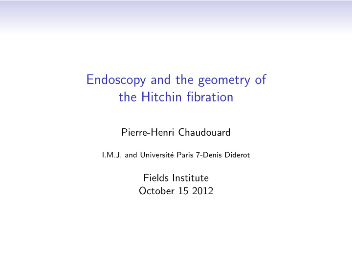 endoscopy and the geometry of the hitchin fibration