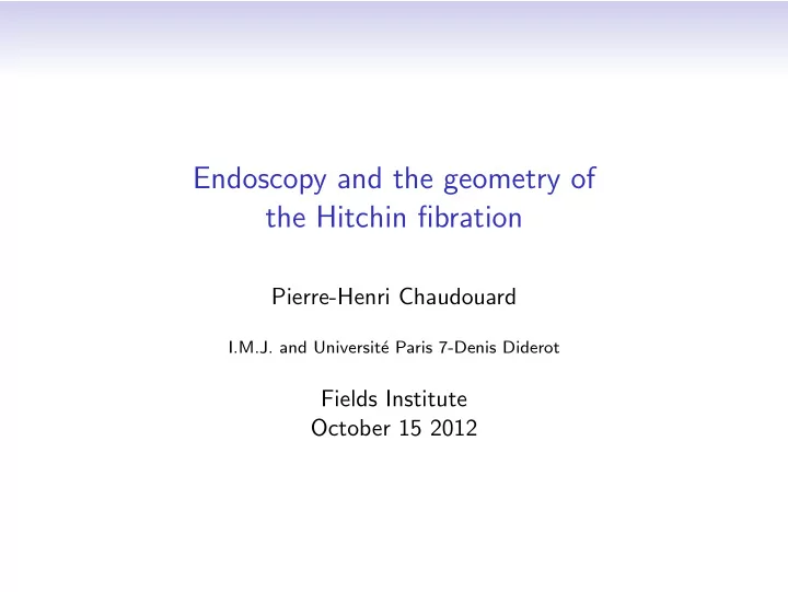 endoscopy and the geometry of the hitchin fibration