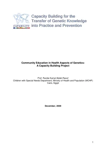 December, 2009  1  Introduction:  In Egypt Rural community is bigger than Urban; it represents