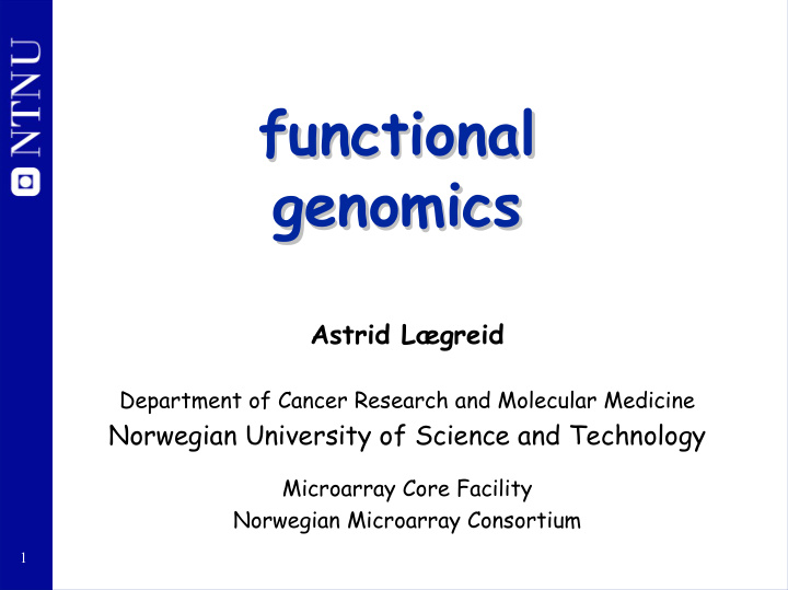 functional functional genomics genomics