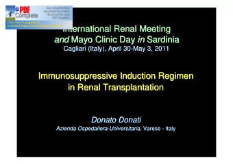 International Renal  Renal Meeting  Meeting  International and Mayo  Mayo Clinic Day Clinic Day in