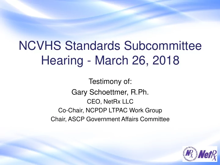 ncvhs standards subcommittee hearing march 26 2018