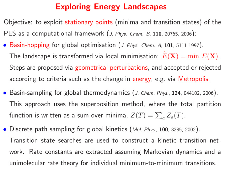 exploring energy landscapes