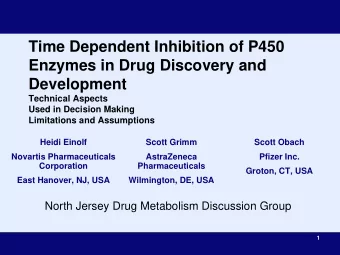 Time Dependent Inhibition of P450  Enzymes in Drug Discovery and  Development  Technical Aspects