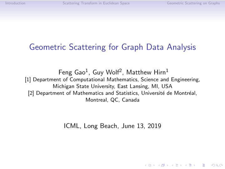 geometric scattering for graph data analysis