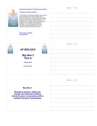 AP BIOLOGY  Big Idea 2  Part A  October 2012  www.njctl.org  Slide 3 / 132  Big Idea 2:  Biological