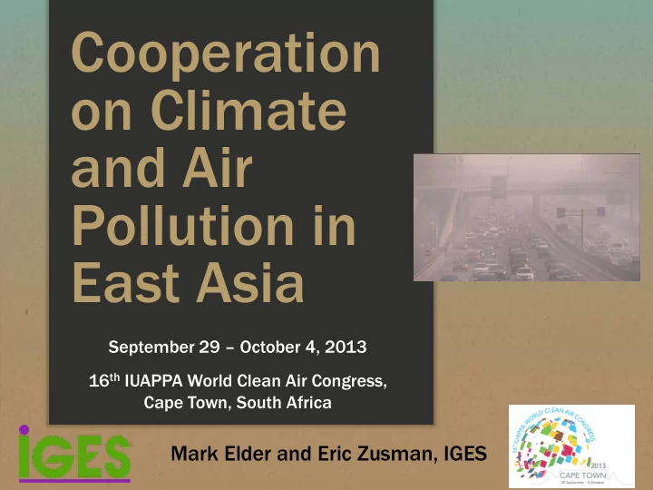 cooperation on climate and air pollution in east asia