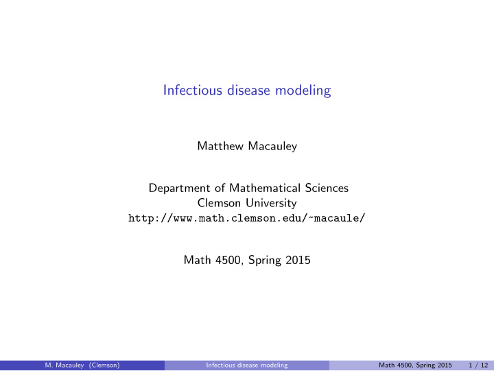 infectious disease modeling