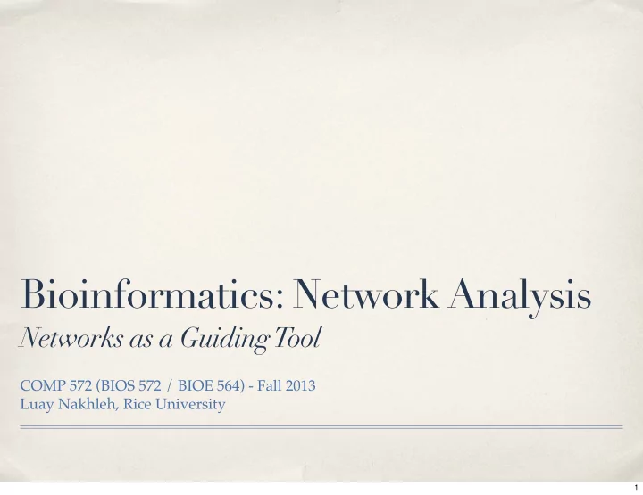 bioinformatics network analysis