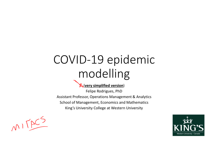 covid 19 epidemic modelling