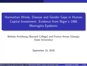 Harmattan Winds, Disease and Gender Gaps in Human  Capital Investment: Evidence from Nigers 1986