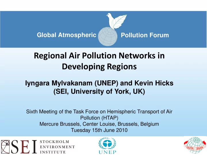 regional air pollution networks in developing regions