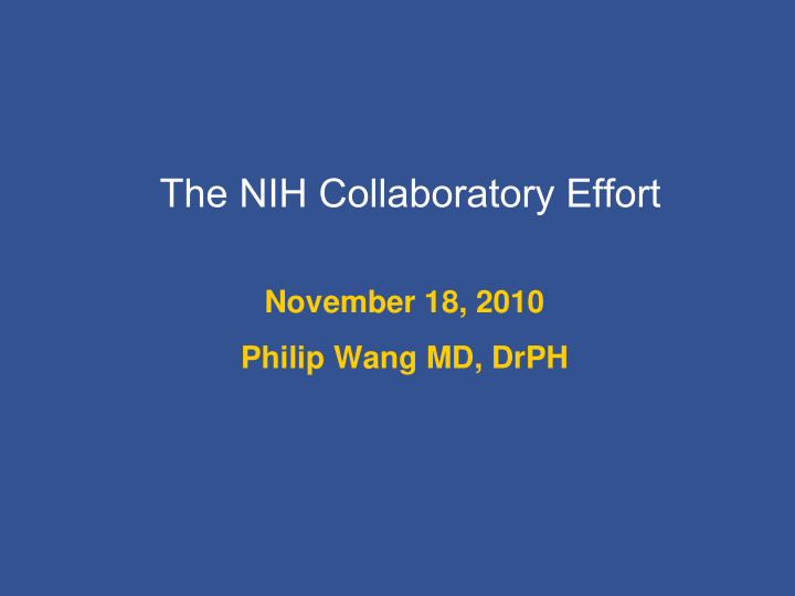 the nih collaboratory effort