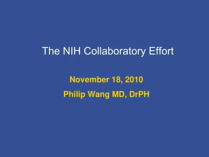 the nih collaboratory effort