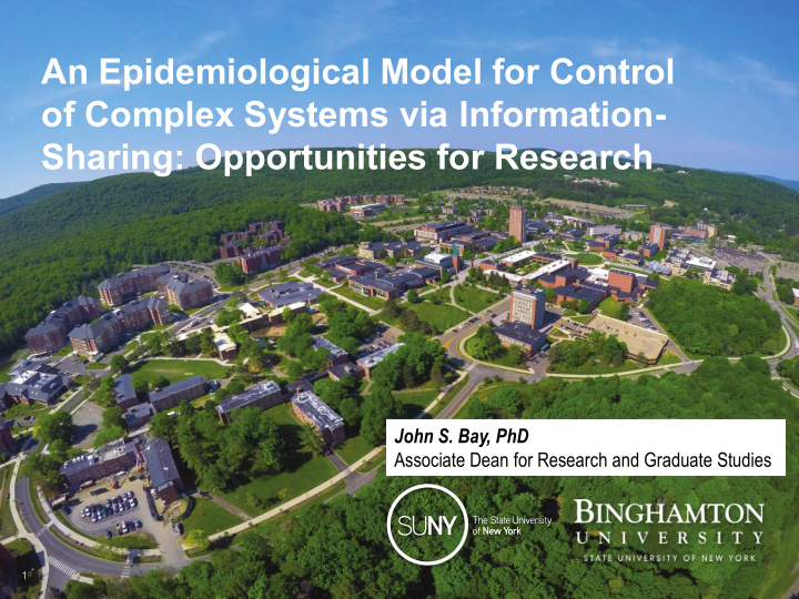 an epidemiological model for control of complex systems