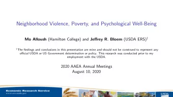 Neighborhood Violence, Poverty, and Psychological Well-Being Mo Alloush (Hamilton College) and