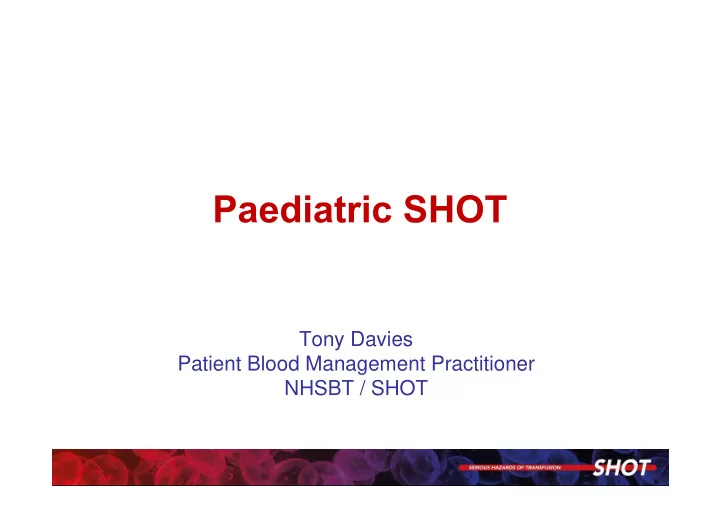 tony davies patient blood management practitioner nhsbt