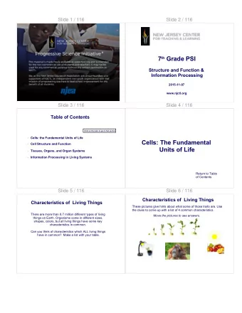 7 th Grade PSI  Structure and Function &amp;  Information Processing  2015-11-07  www.njctl.org