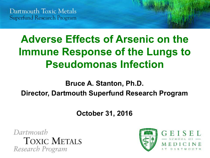 adverse effects of arsenic on the immune response of the