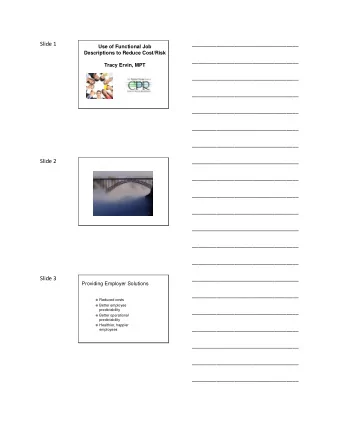 Slide 1  ___________________________________  Use of Functional Job  Descriptions to Reduce