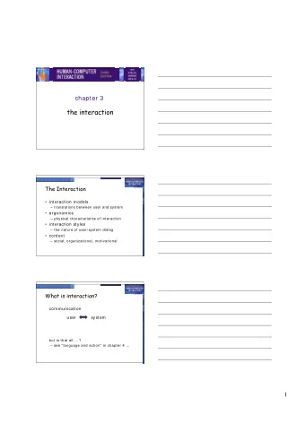 the interaction  The Interaction   interaction models   translations between user and system