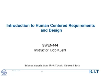 R.I.T  S. Ludi/R. Kuehl  p. 1  R I T  Software Engineering  First Impression
